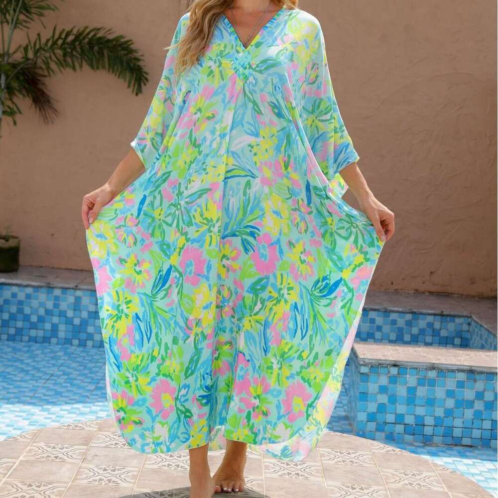 New European American style cotton beach cover for vacation, loose and sun resistant bikini robe, 2025 new casual fashion trend clothing