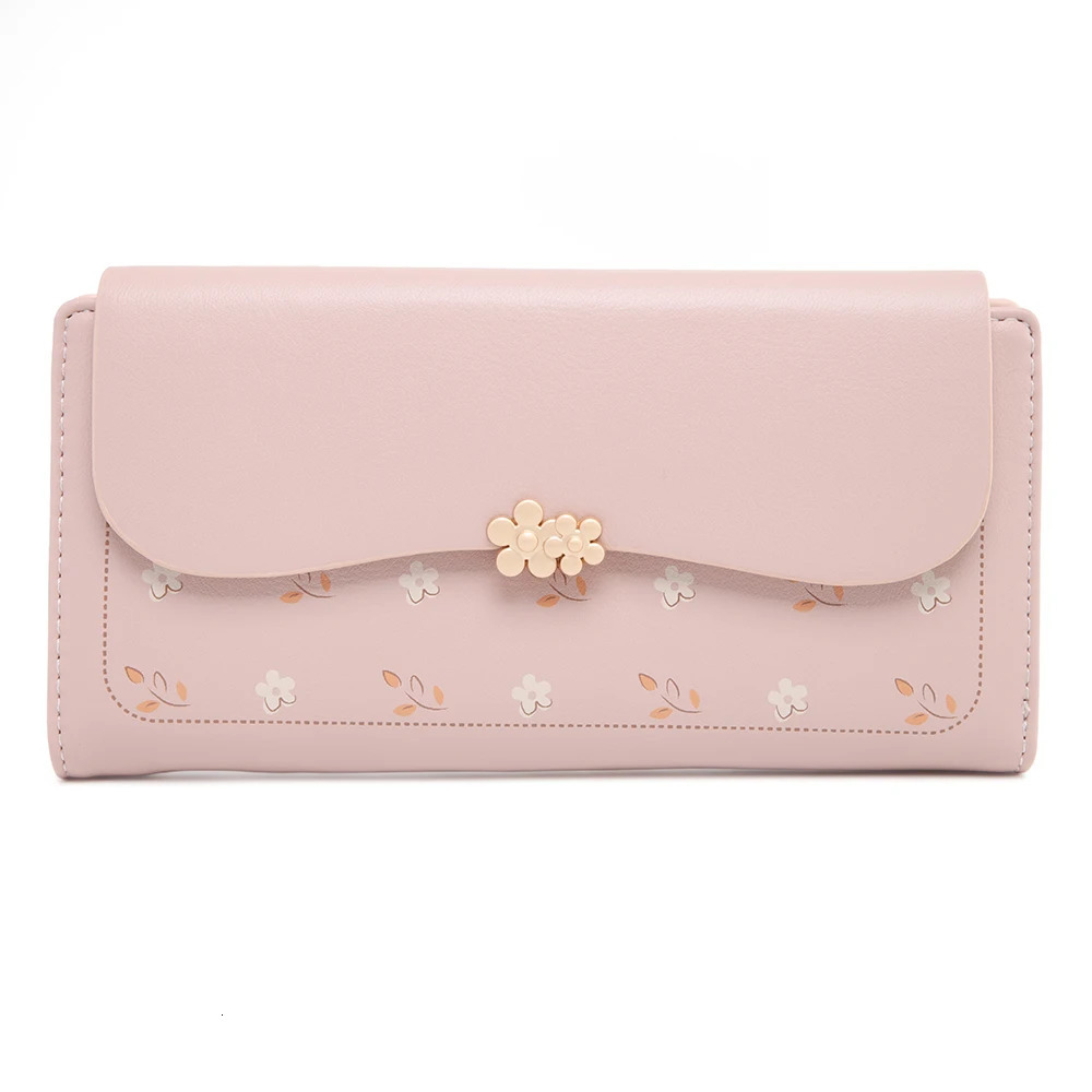 Womens long wallet Korean PU printed zipper buckle folding clutch bag multi-card fashion everything street preppy stude 250514