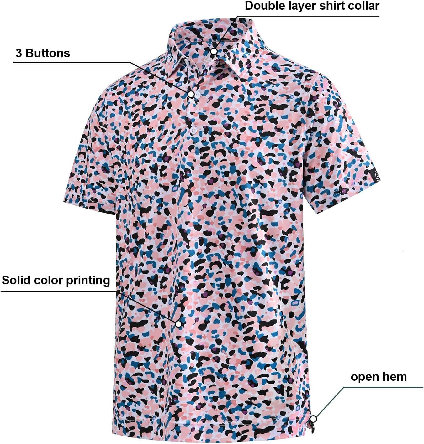 Mens Polo shirt Mens Polo Shirts Moisture Wicking Dry Fit Performance Mens Golf Shirt Regular Fit Fashion Print Short Sleeve Polo