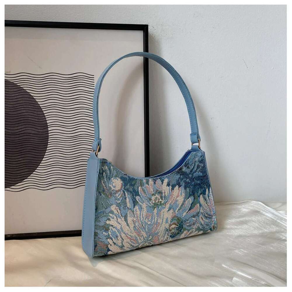 Women's Underarm Bags Autumn Trendy New Oil Painting Shoulder Bag Cute Simple Handbags and Purses Female Travel Small Totes