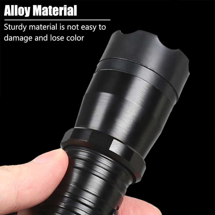 Tactical Flashlight - Aluminum Alloy Rechargeable Self-Defense Strobe Light with Zoom in Function 1 Modes Z250514