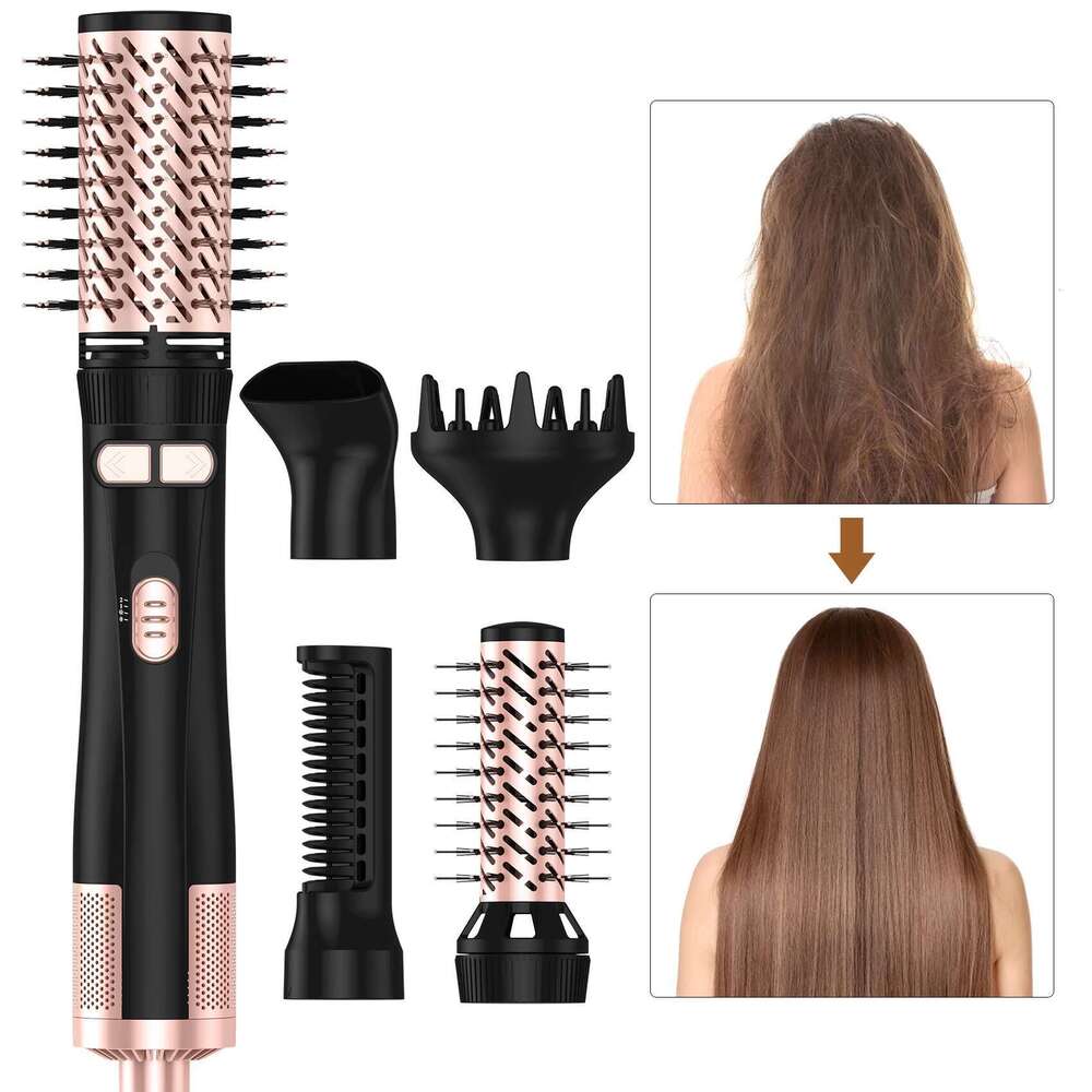Hair 5 in 1 Blow Dryer Spinning Curling with 2 Rotating Brushes (1.5" & 2") Hot Air Brush Style