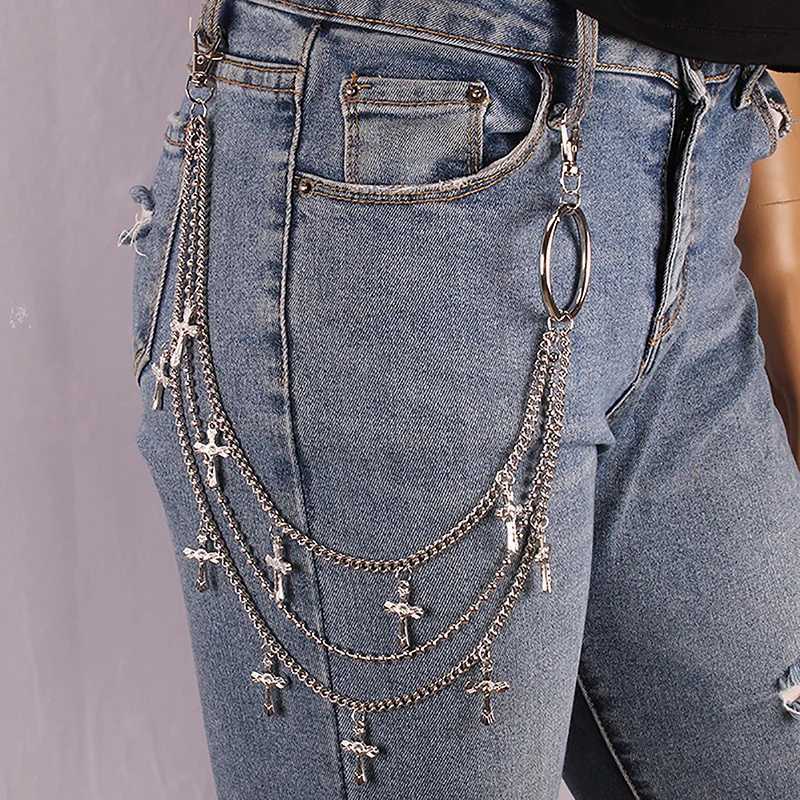 Punk Rock Metal Pants Waist Chain Men Women Key Chain Big Ring Wallet Keychain Jeans Unisex Hip-hop Jewelry Gift Y250515