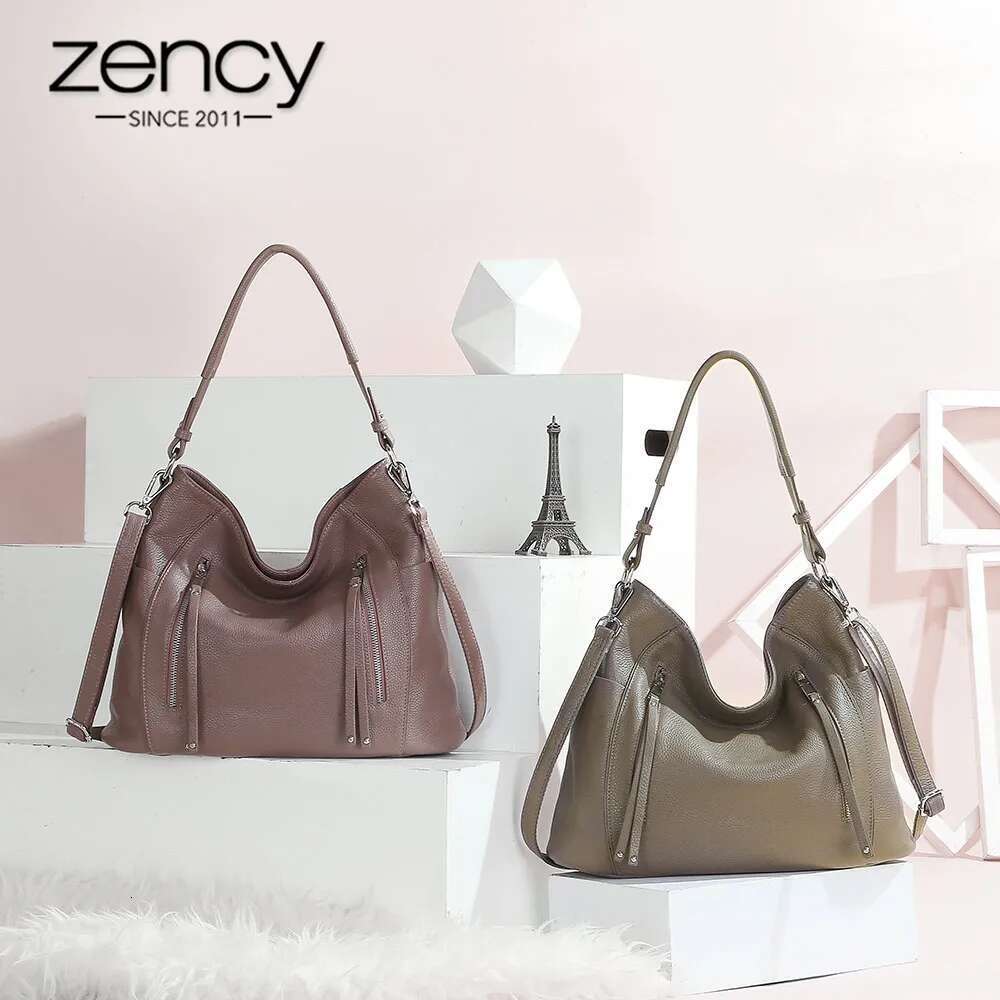ZENCY New Arrival Daily Handbag Genuine Leather Bag For Women Shoulder Tote Crossbody Hobo Zipper Pocket Charming Female