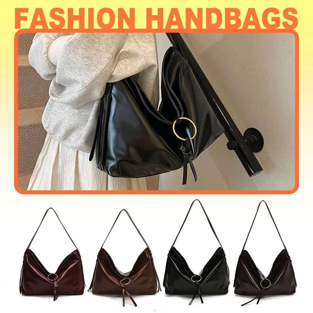 Hobo PU Leather Tote Bag Trendy Top Handle Satchel Slouchy Shoulder Purse Women Present For Birthday And Valentine