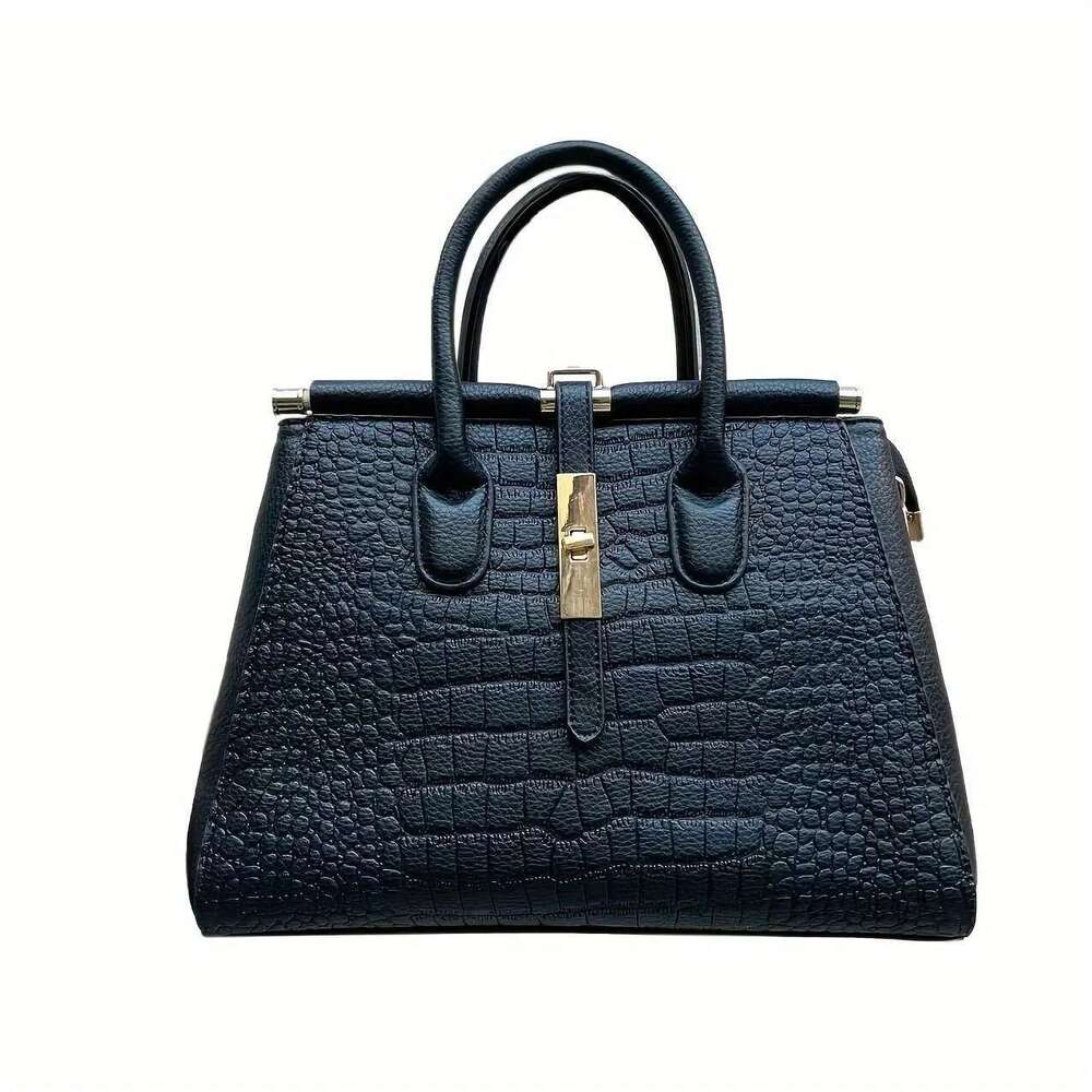 Alligator Print Handbag Stylish Zipper Two-Hand Handle Handbag - Perfect For Work And Office Use
