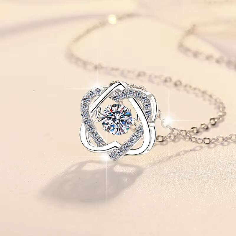 Jewelry Elegant Design 0.5Ct S Pure Sier VVs1 Sandstone Heart shaped Pendant Necklace Exquisite Women's Gift