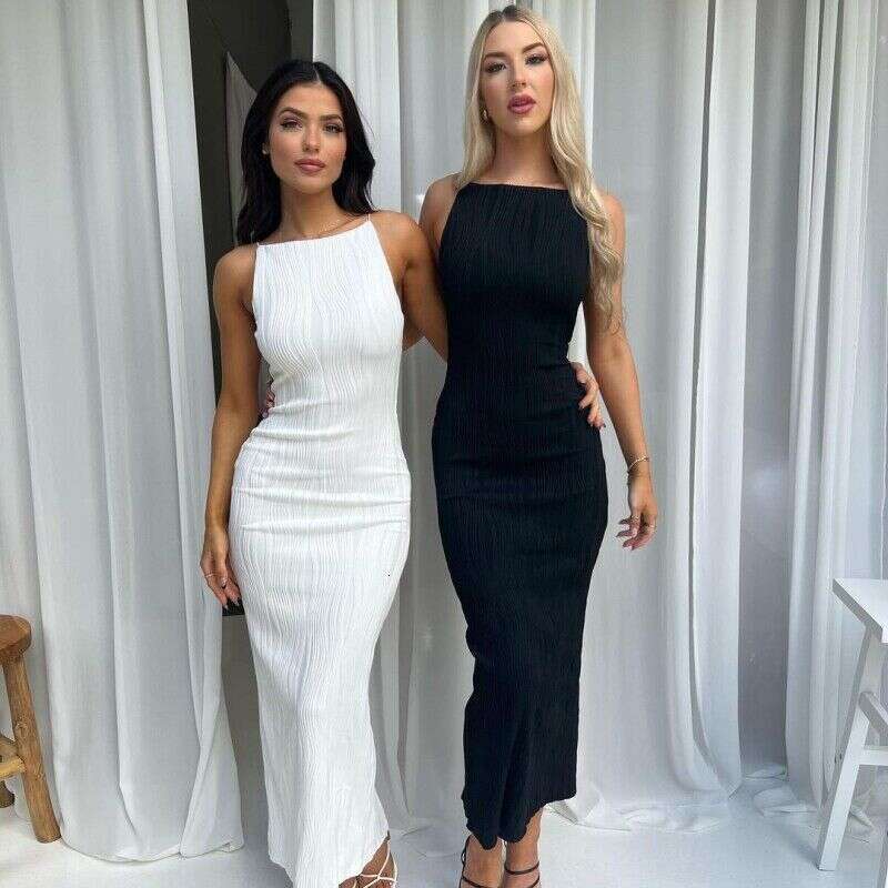 White Dress Maxi Dress 2024 Summer New Women's Wear Slim Fit Dress With Strap, Fashionable Sleeveless Skirt Feeling KQ