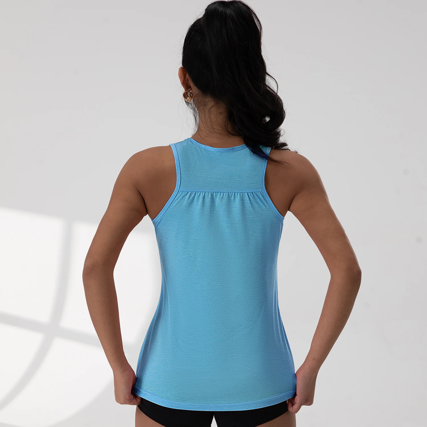 Womens VNeck Pleated Vests Casual Sleeveless Tank Tops Solid Color Knit Summer Comfortable Vest Breathable Loose 250515