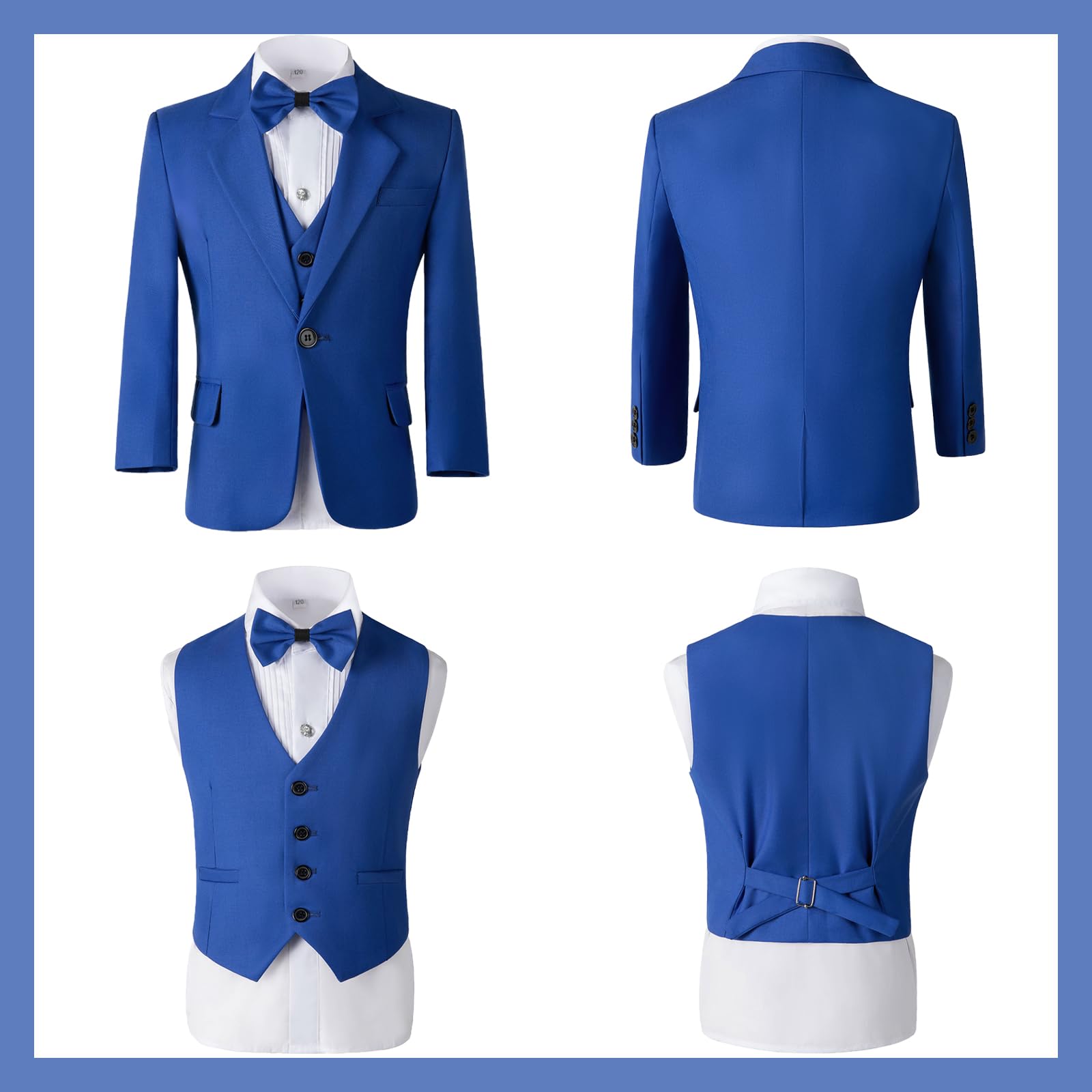 Boys Tuxedo Suit Slim Fit Three Piece Kids Tuxedo Suit for Boys Formal Suit Jacket Blazer Pants Vest Set