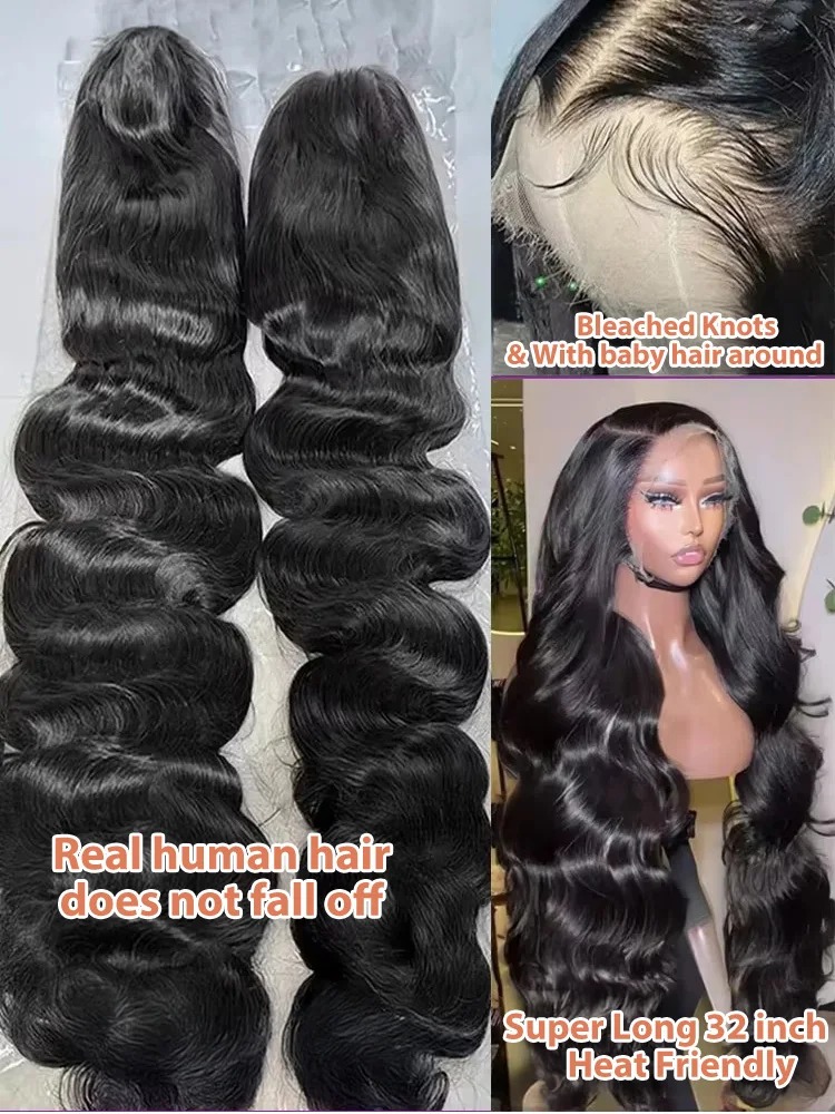 Wear Go HD 250 Density 13x6 Body Wave Lace Frontal Human Hair Wig 30 40 Inch 13x4 Lace Front Wigs Brazilian Closure Glueless Synthetic Front wigs