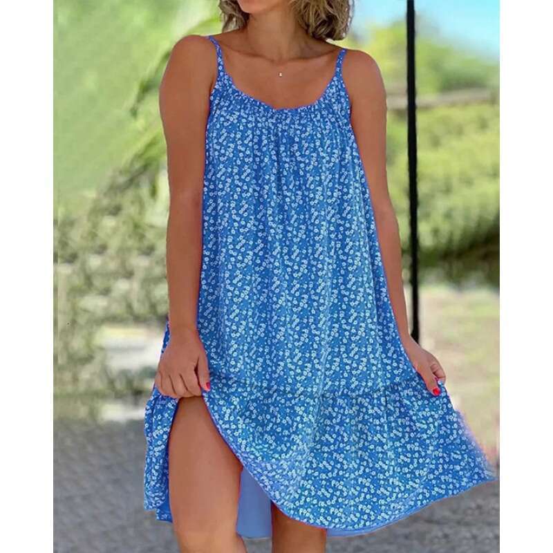 Summer Dress Bodysuit Vestidos Elegantes Floral Dress Maxi Dress for Women June S-5XL2025 New Large Hem Floral Camisole Oversized Dress