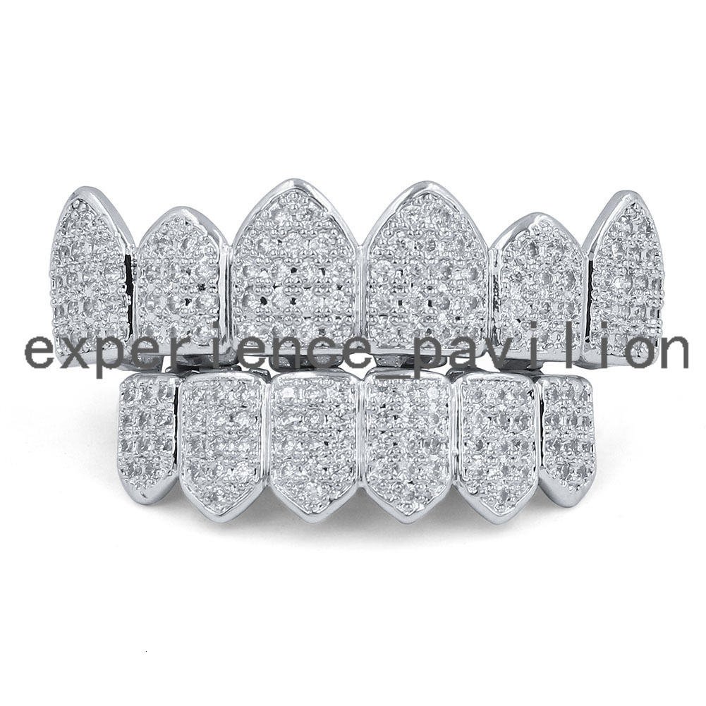 Custom Bling Hip Hop Jewelry moissanite Diamond Dental Gills Top and Bottom Set 18k Gold Teeth Grillz