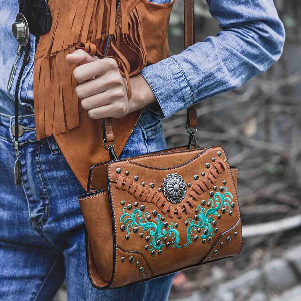 Celela Designer Handbag Original Design Women's Embroidered Western Leather Purse Shoulder Bag For Ladies Handbag