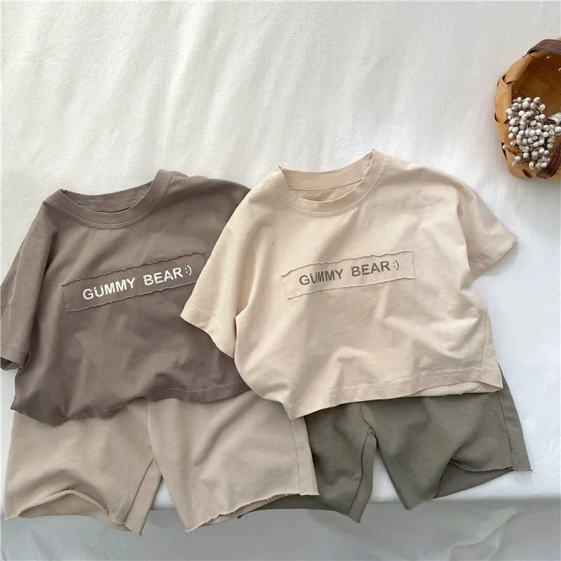Summer Childrens Short-sleeved T-shirt Boys Korean Style Costume Solid Color Bottoming Shirt Baby Loose Fashion Tops 250515