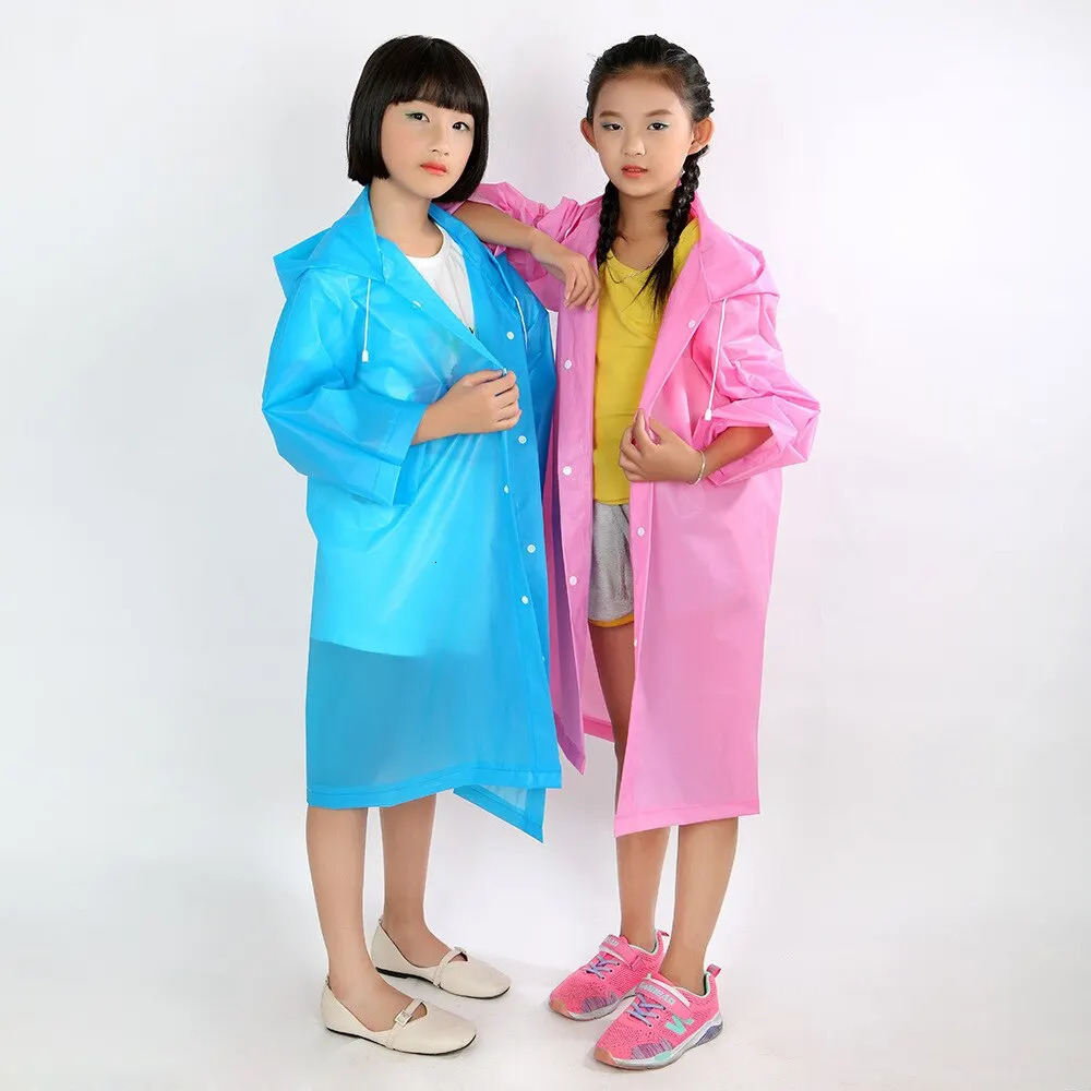 EVA Children Raincoats Raincoat Thickened Waterproof EVA Rain Coat Kids Clear Transparent Tour Waterproof Rainwear Suit 250515