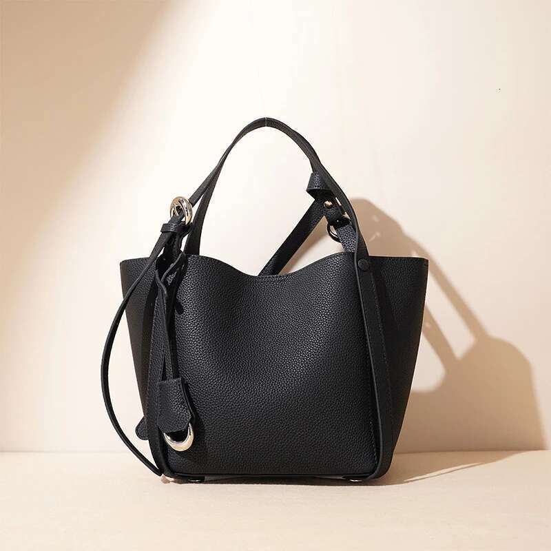 2025 Spring Summer Genuine Leather Crossbody Shoulder Bag,Cowhide Shopping Basket Bag,Large Capacity Women Bucket Handbag