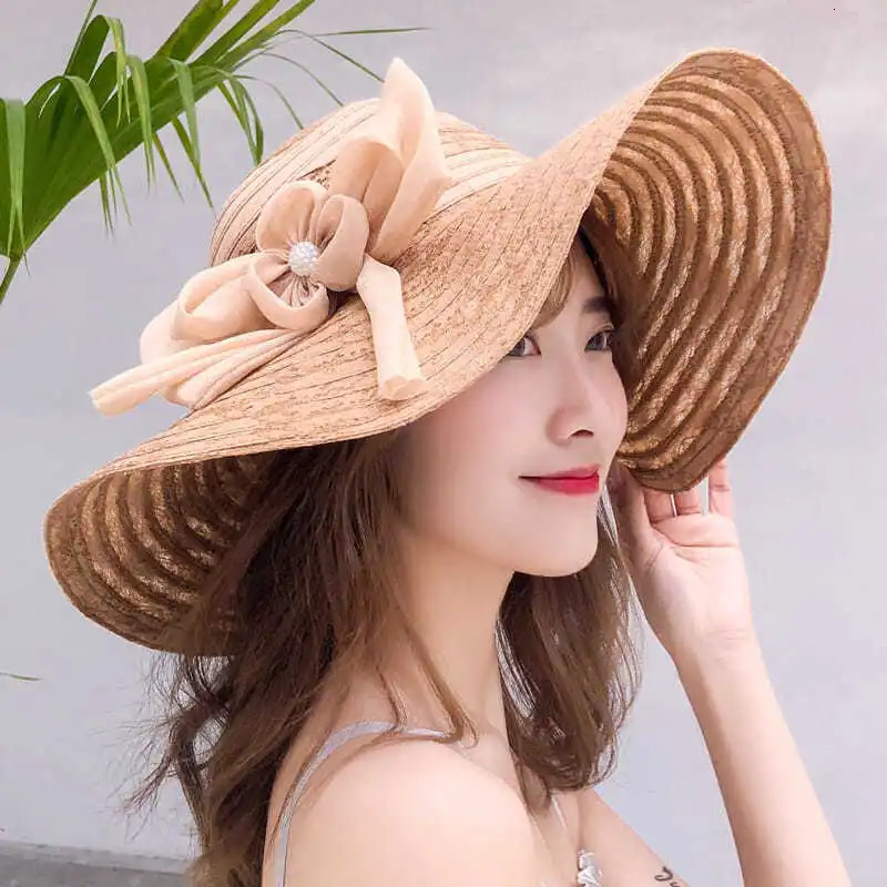 Hats for women in summer beach hats seaside outings face covering sun protection large brim sun hats foldable sun hats 250514