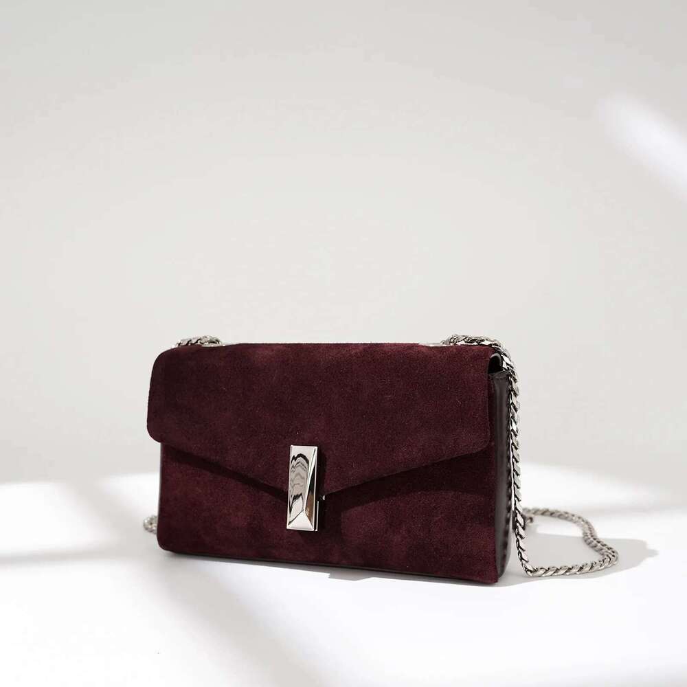 Genuine Leather Flap Design Small Square Simple Versatile Commuter Cowhide Shoulder Bag Lady Chains Handbags