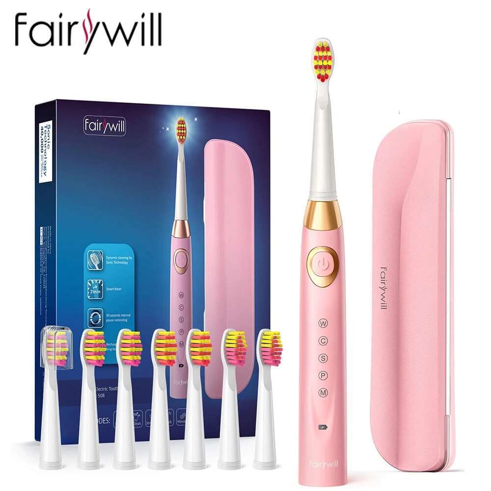 Fairywill Electric Toothbrushes for Adults Kids 5 Modes Smart Timer Rechargeable Whitening Sonic Toothbrush with 10 Brush Heads