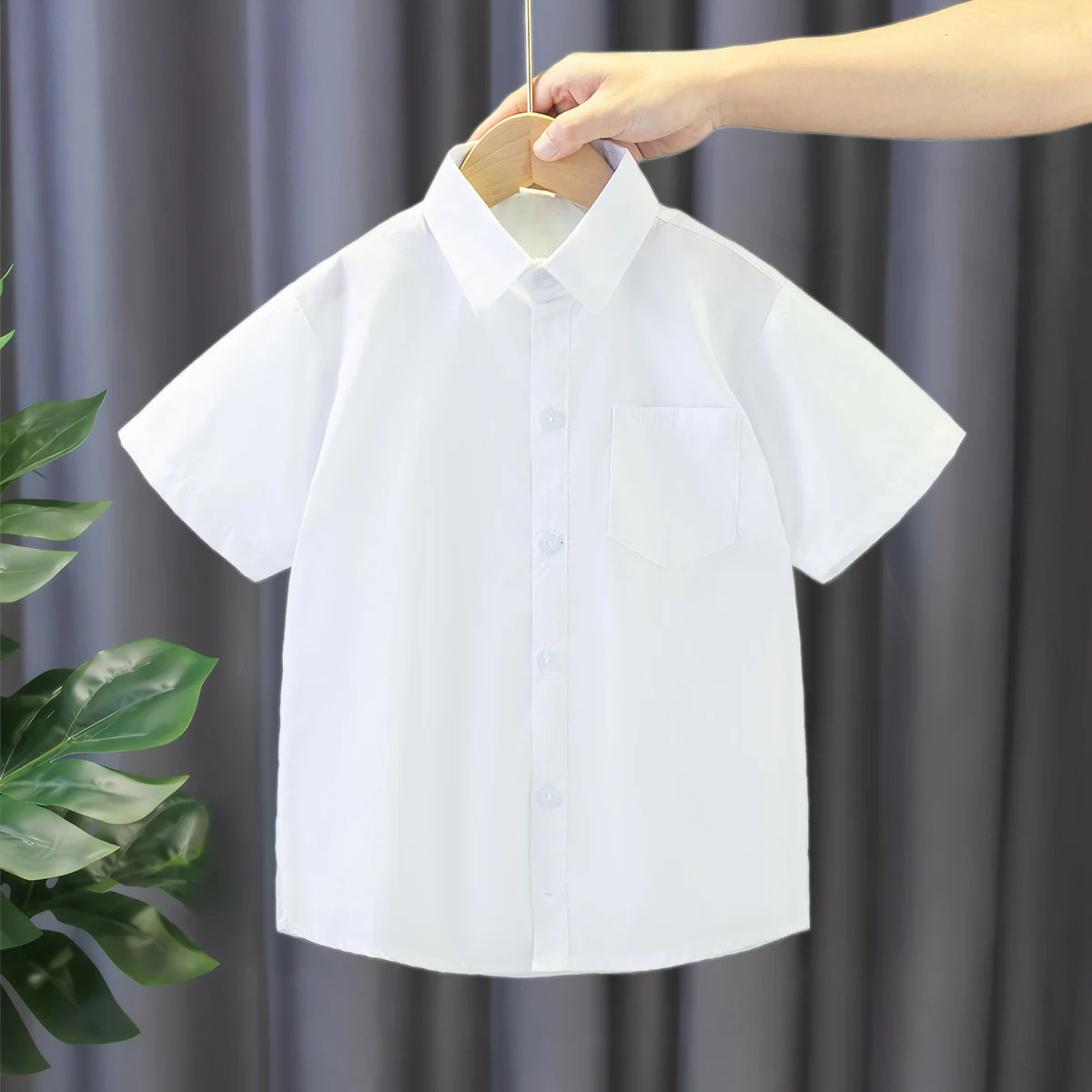 Childrens Clothes Summer With Pocket Single Row Button Pure White Student Shirt School Uniform Casual Simple Girls Blouse 250515