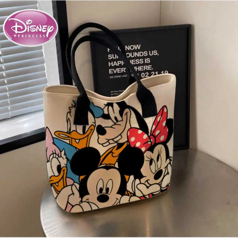 Disney New Cartoon Minnie Mickey Female Student Schoolbag Fashionable Commuting Bag Portable Large Capacity Tote Mommy BagXJ250515