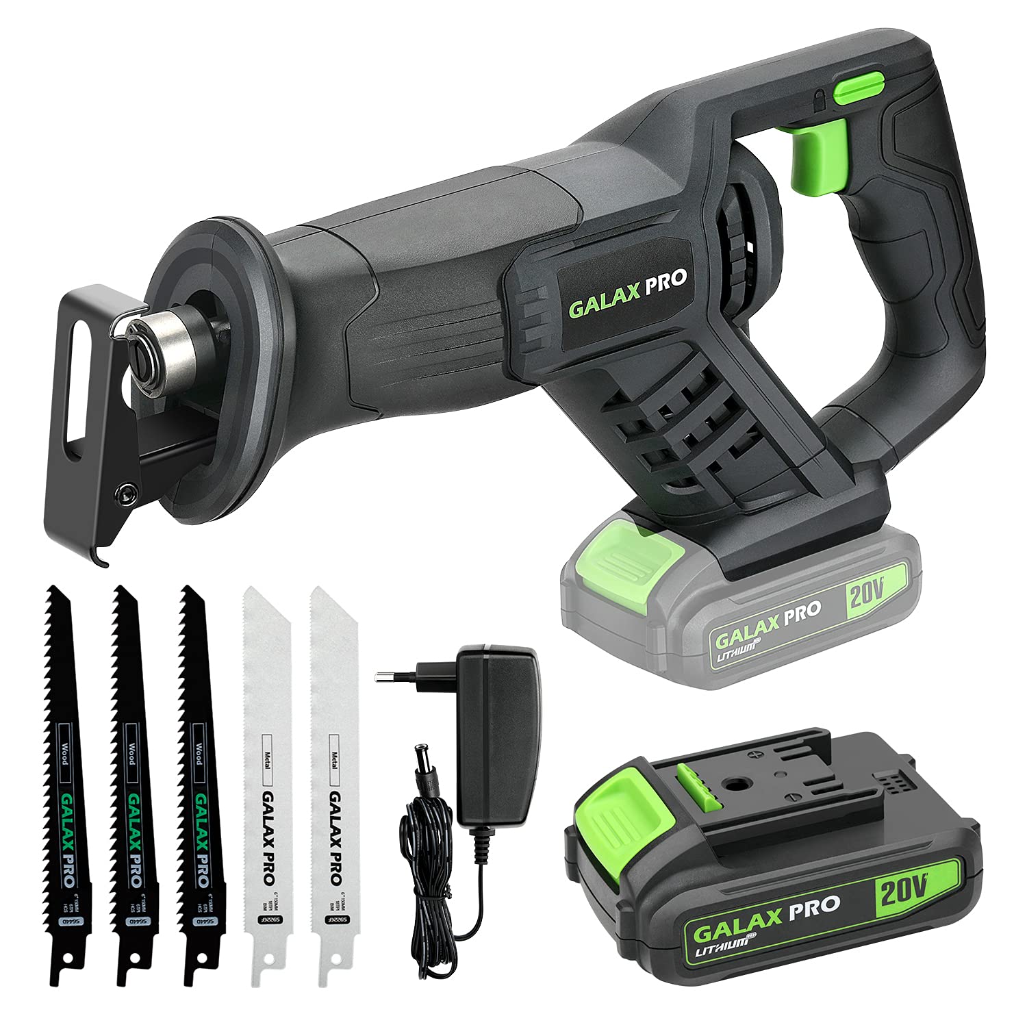 GALAX PRO 20V System Battery Reciprocating Saws with Battery and Charger Stroke Length 22 mm Battery Saw for Cutting Wood Plastic