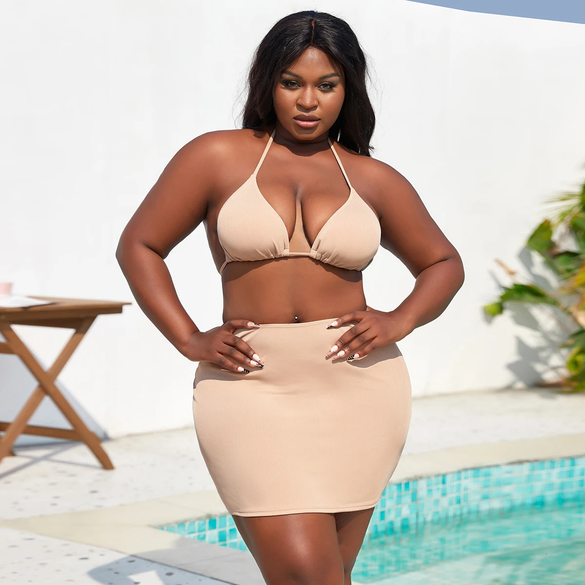 2025 Women Bikinis Set With Cover Swimsuit Swimwear Plus Size Push Up Large Big Floral Swimming Suits Beachwear Bathing Suits 250515