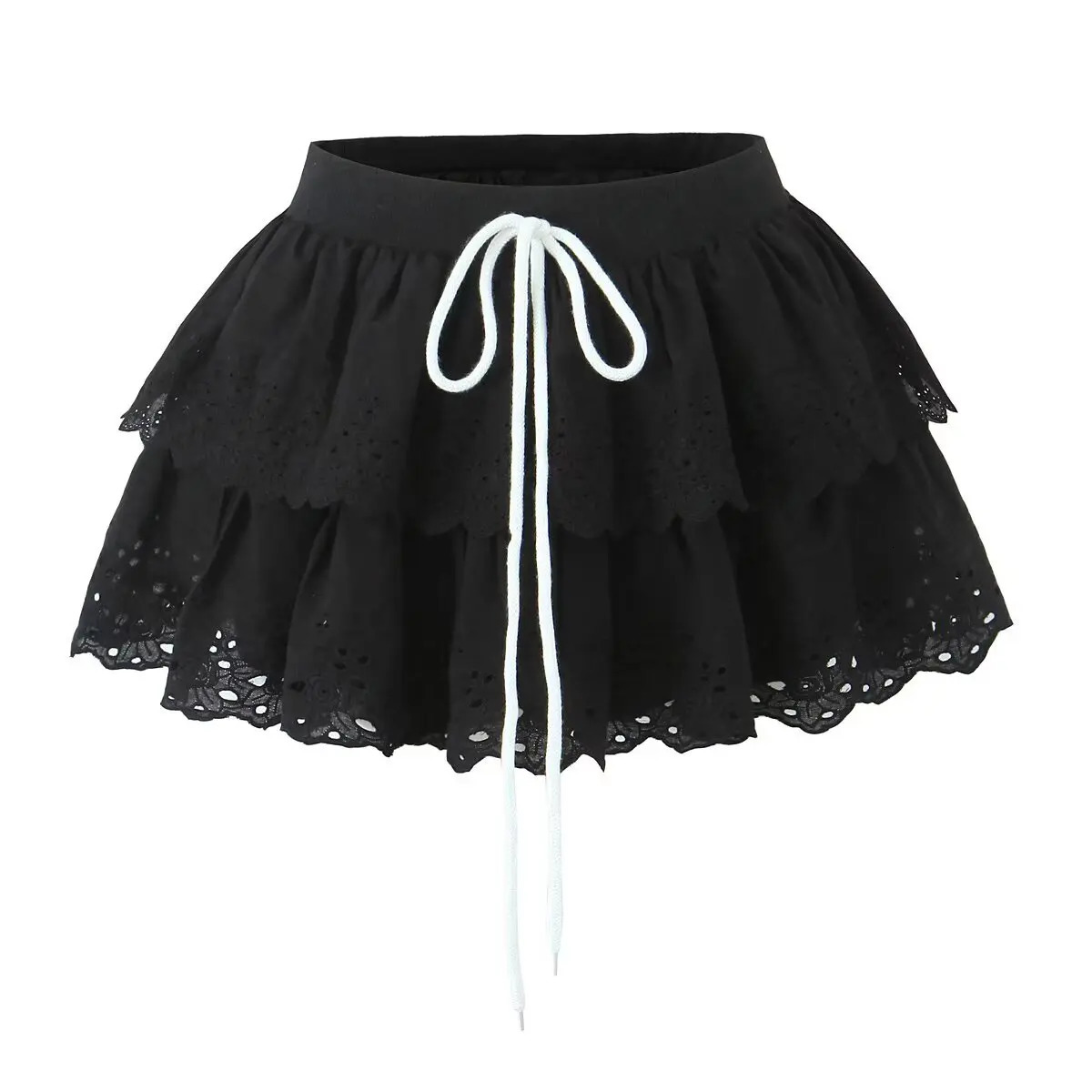 UNIZERA womens short skirt with layered lace and fluffy solid color temperament summer 250515