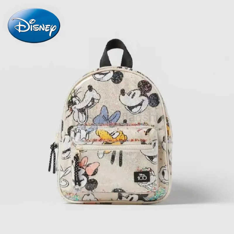 Disney 2024 New Cartoon Mickey Transparent Childrens Bag Girls Co-branded Printed Mini Fashion Backpack Student Cute School BagXJ250515