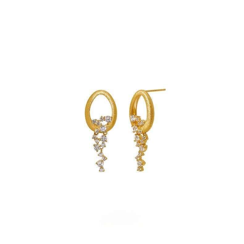 Qiongyu Light "Star Waterfall" tassel feminine temperament inlaid with zircon design, dynamic earrings