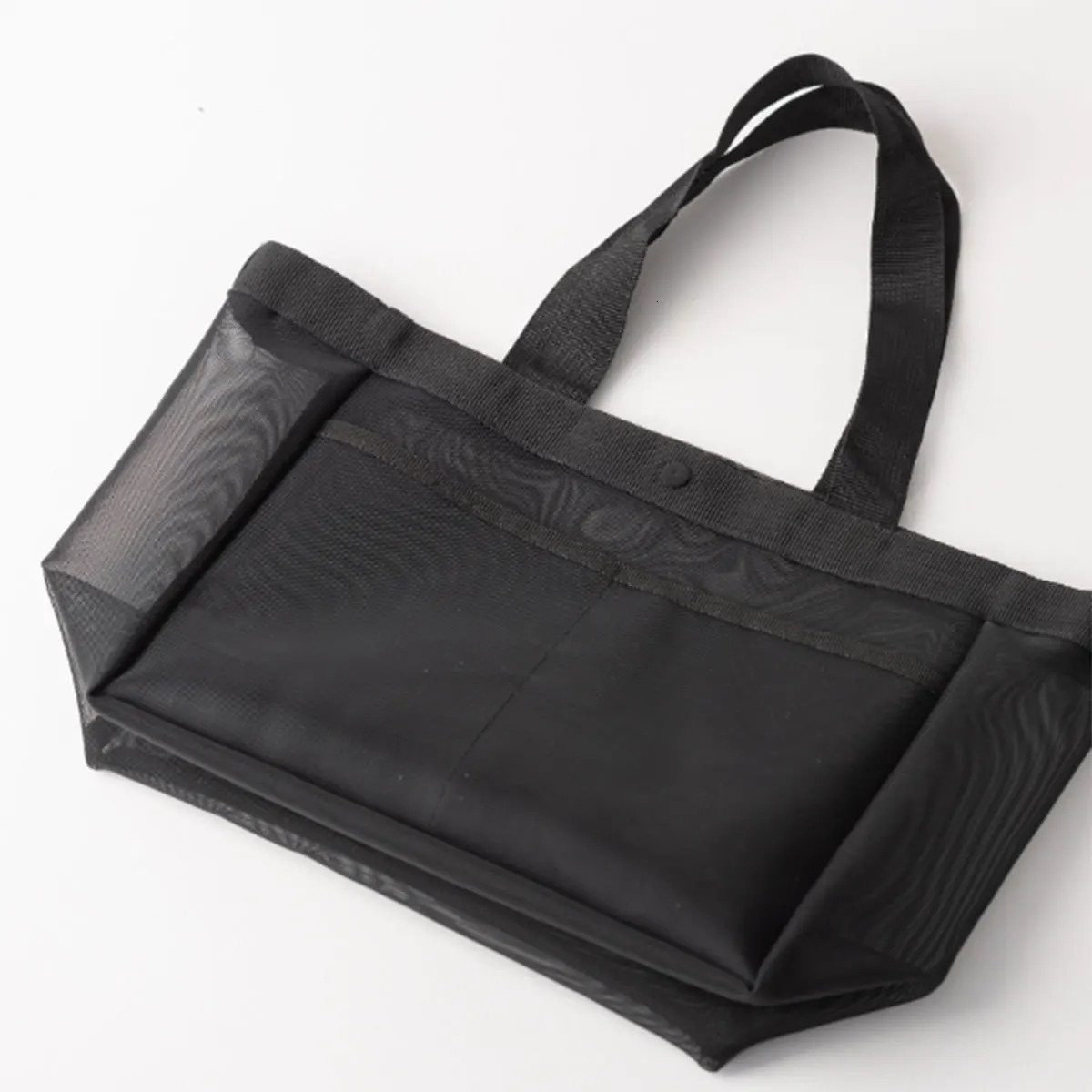 Solid color gauze handbag transparent storage bag shoulder bag beach bag Large capacity mall transparent net shopping bag one pa 250515