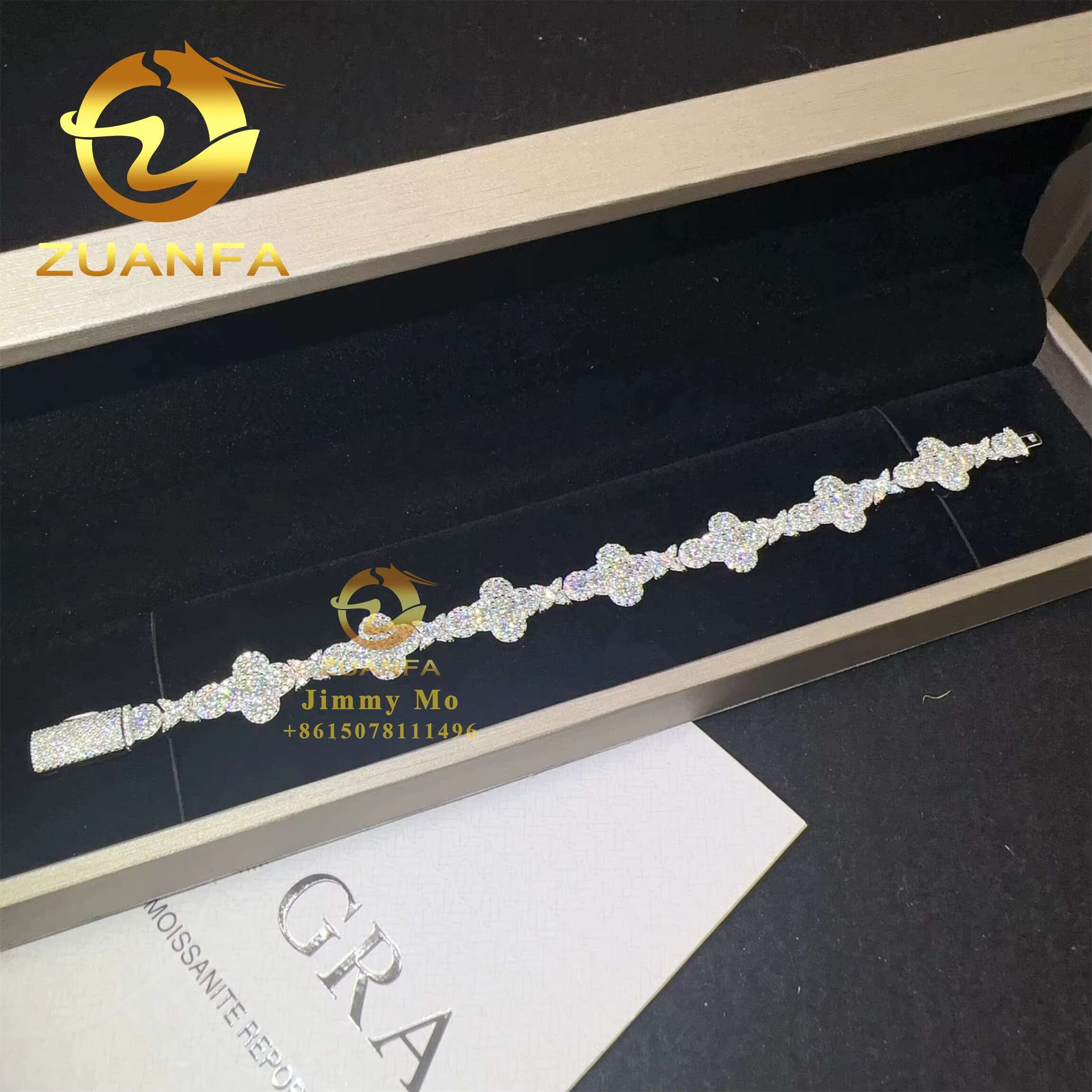 Popular New Arrivals Bulk Stock 10mm 13mm 925 Silver Iced Out Hip Hop Jewelry VVS1 Moissanite Diamond Cross Cuban Bracelet Men