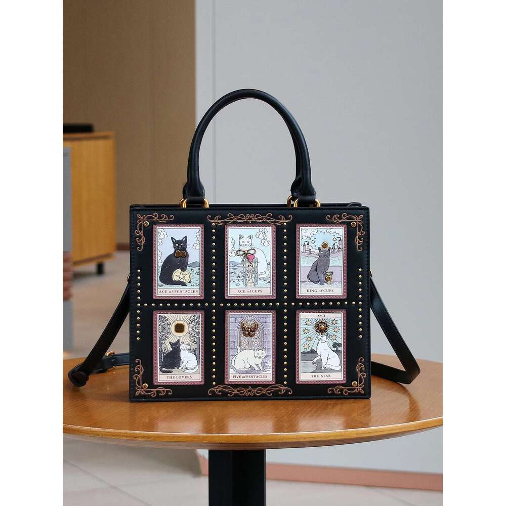 2025 Fashion New Niche Tarot Brand Brick Handbag Large Capacity Cute Cat Tote Bag Light Retro Commuter Shoulder Messenger
