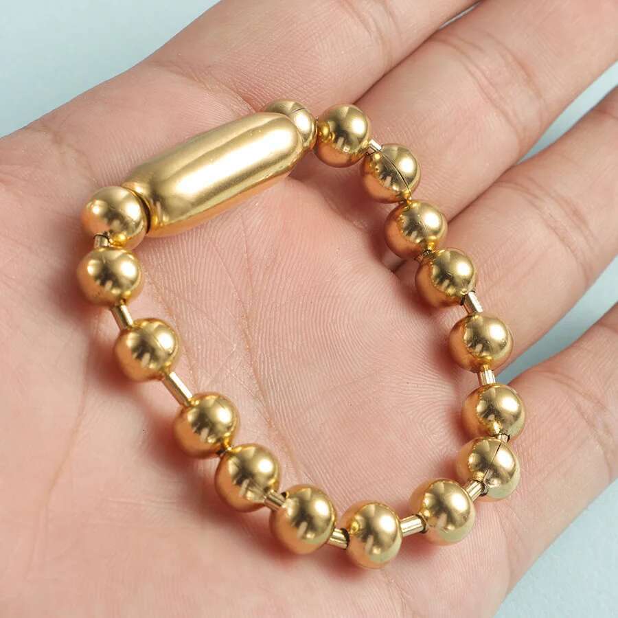 8Mm Stainless Steel Ball Bracelet For Men Women Gold/Sier Color Metal Bead Chain Pulsera Female