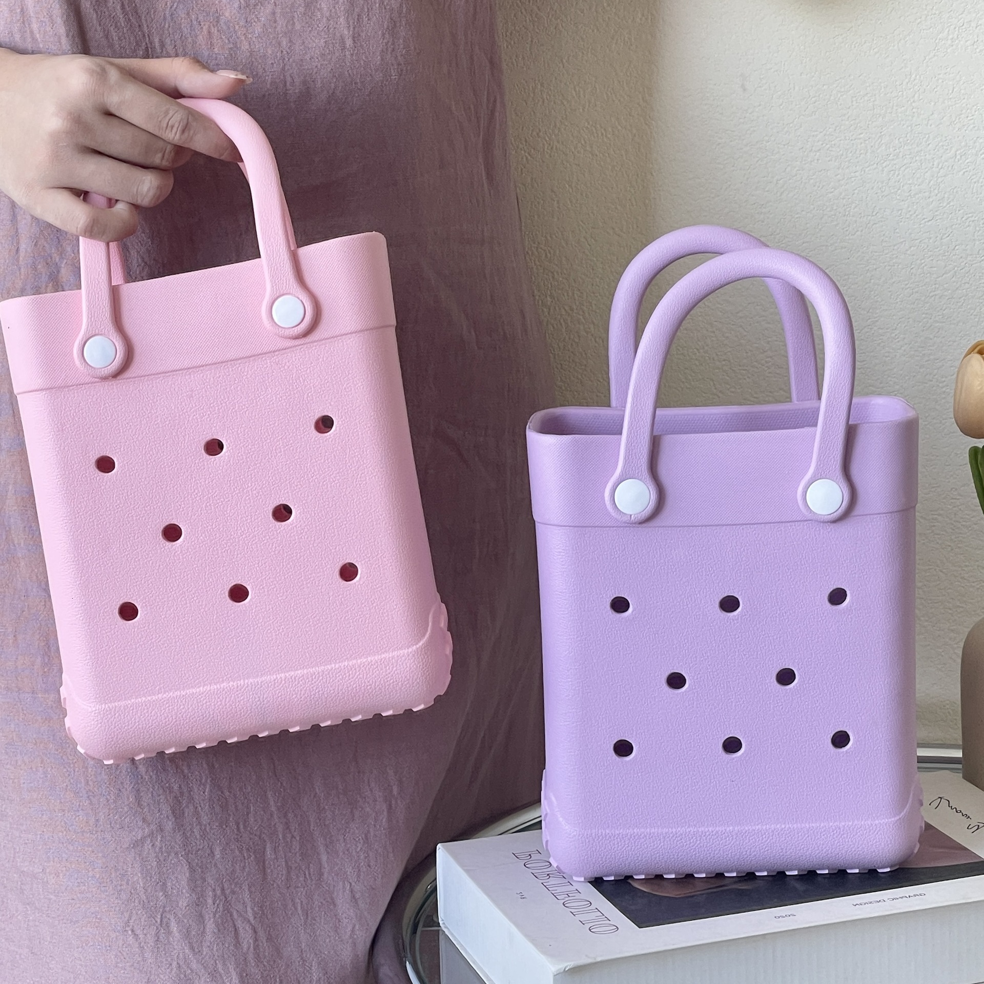 Women's Handheld EVA Beach Hole 2024 New Product Storage Waterproof Small Square Bag