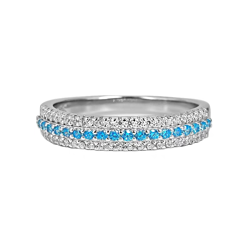 2025 Ins Top Sell Three Rows White Lab Moissanite Diamond Wedding Rings Luxury Jewelry Pure 100% 925 Sterling Silver Paraiba Promise Women Wedding Ban