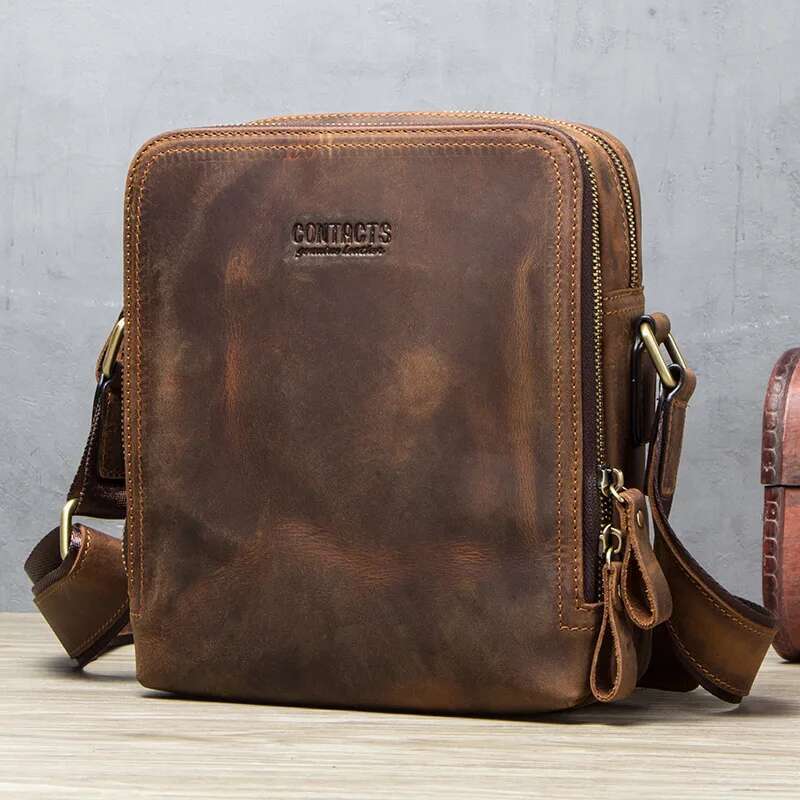 contacts new genuine leather mens messenger vintage shoulder bags for 7 9 ipad mini high quality male crossbody bag