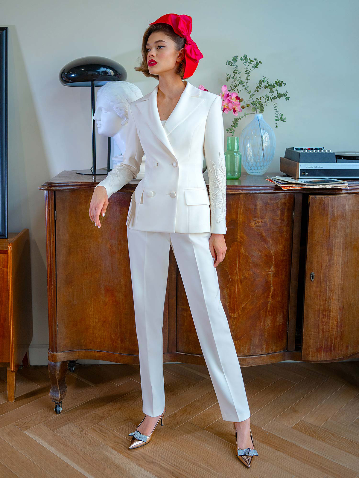 Women's Suit Prom Dresses Elegant Jacket Pants For Female Set 3 Pieces Long Sleeves Evening Party Suits Customized