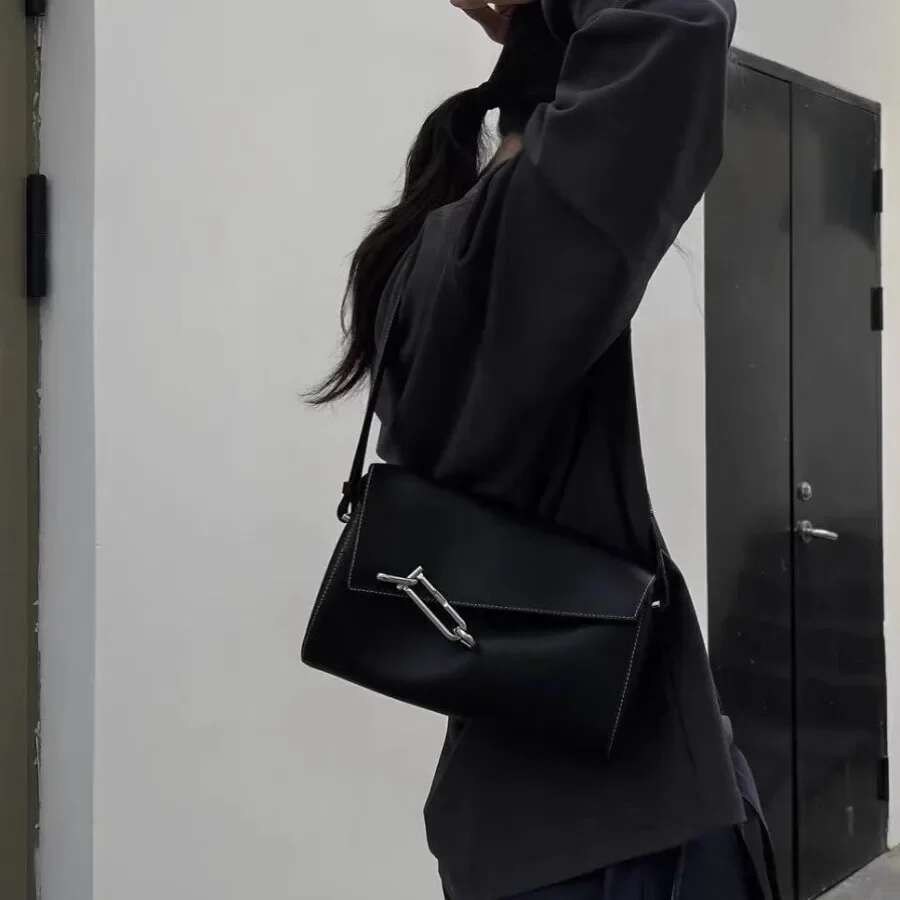 Tadfab Vintage Fashion Interlock Series Lock Box High End Commuting Single Shoulder Slant Cross Underarm Bag