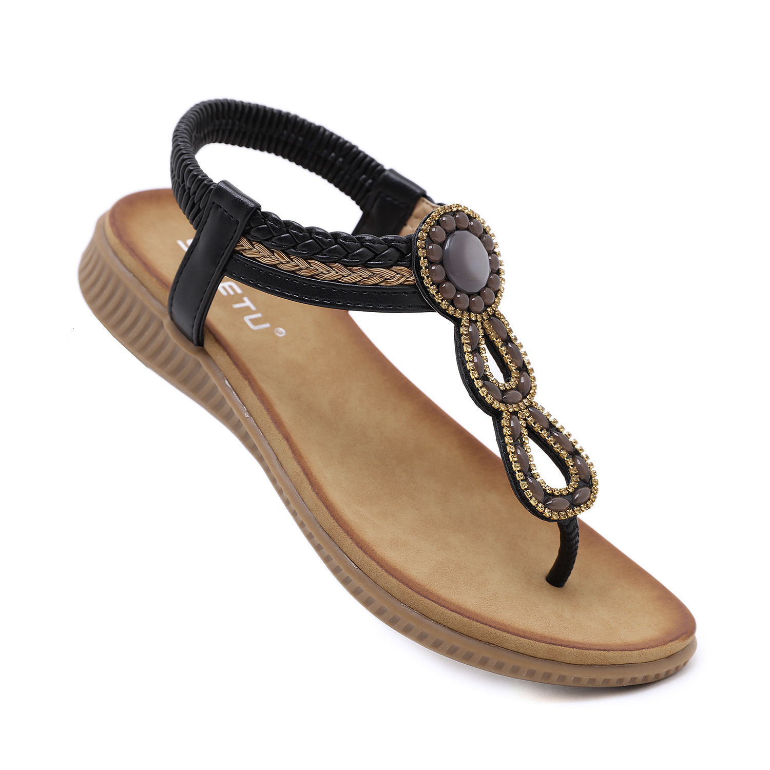Top quality Brand High Quality New Style Free Delivery Designer Bag 2025 New Sandals Bohemian Water Diamond Comfortable Round Head Beach Vacation Larg