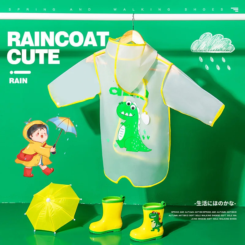 Childrens Raincoat Boys And Girls Medium Length Childrens Transparent Poncho Waterproof Kindergarten Rainwear 250515