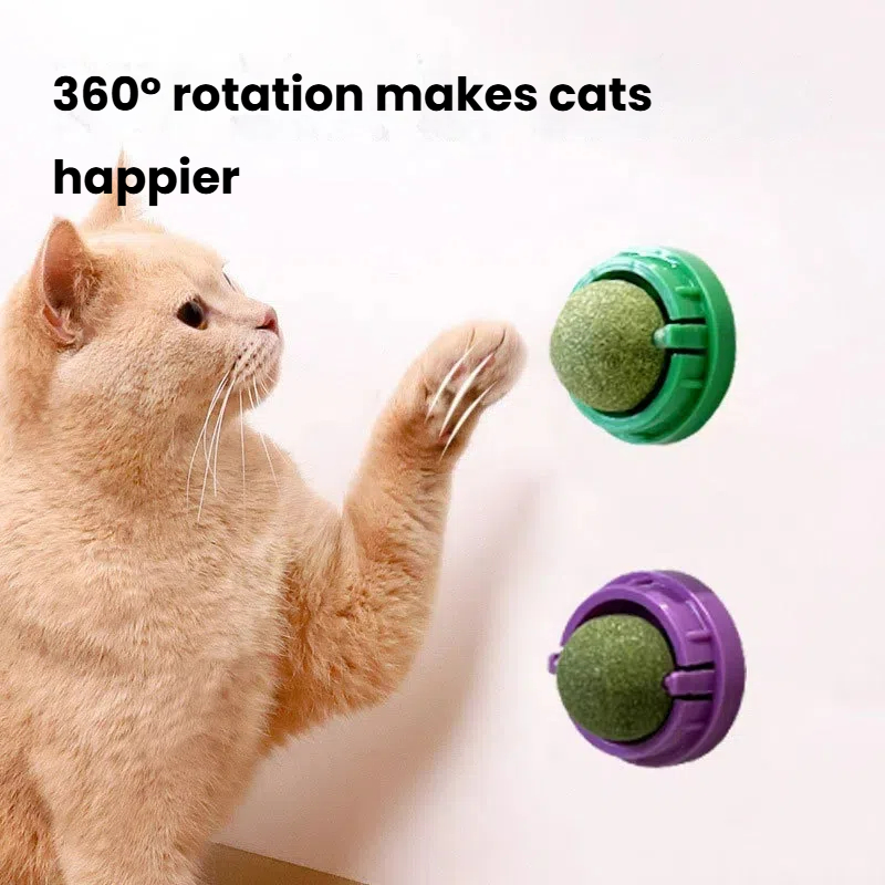 Self-Sticking Catnip Sphere for Lickable Fun & Teeth Cleaning