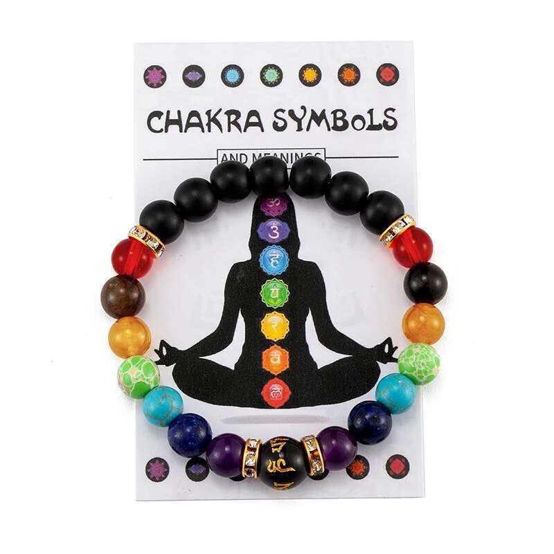 7 Chakra With Meaning Cardfor Men Women Natural Crystal Healing Anxiety Jewellery Mandala Yoga Meditation Bracelet Gift