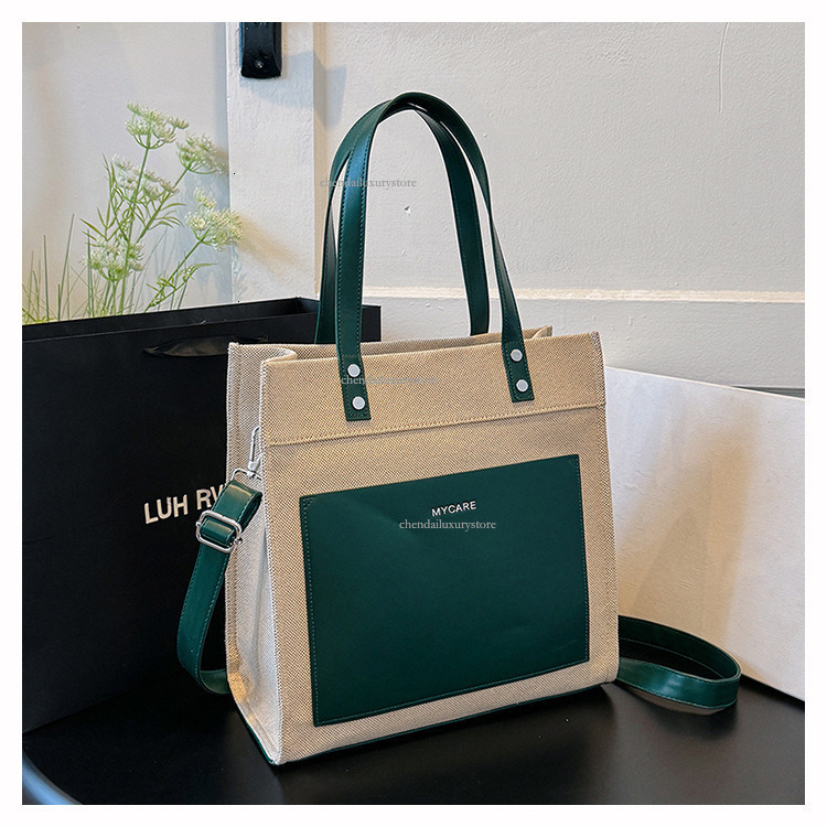 Designer Bag Women's Fashion Canvas Contrasting Color Handbag Business Commuting Shoulder Bag Shopping Shopping And Shopping Large Capacity Cross