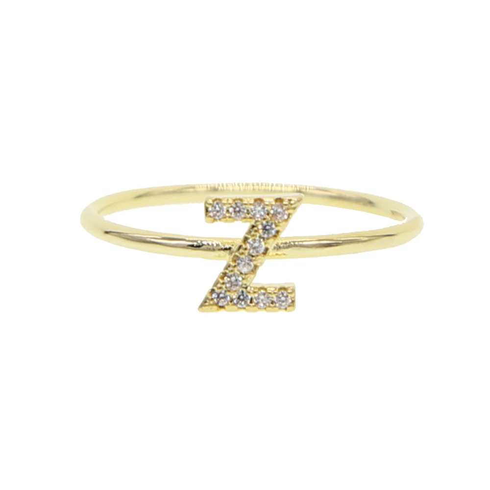 2025 NEW sale cz paved initials 26 Alphabet thin band midi women new name classic letter finger ring