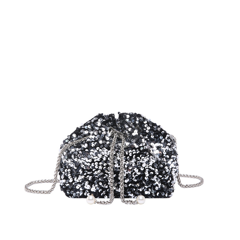 Free Delivery Designer Bag Fashionable Personalized Sequined Bucket For Women 2025 New Stylish Korean Version Shoulder Crossbody Dinner Trendy And Wri