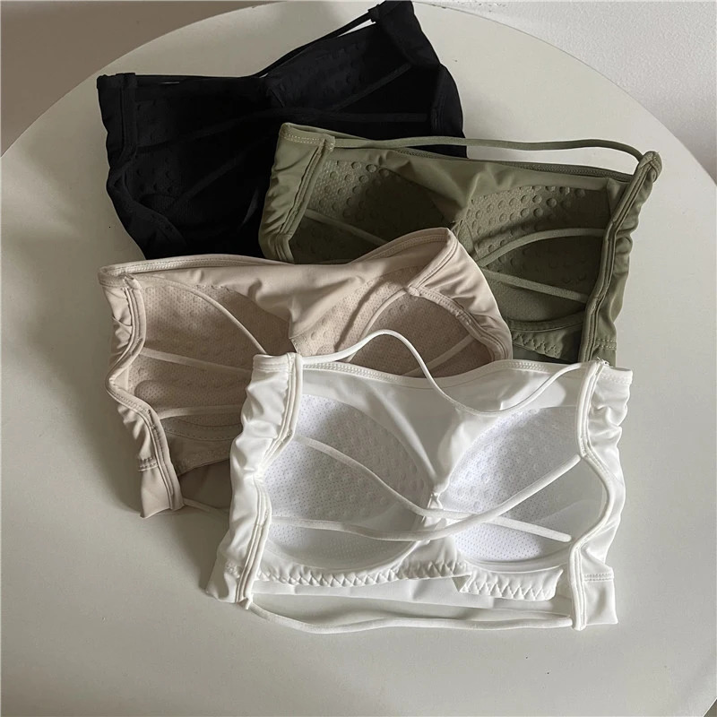 Seamless Tube Top Ice Silk Sexy Wrap Chest For Women Push Up Bras Strapless Underwear Solid Color Bralette Lingerie 250515