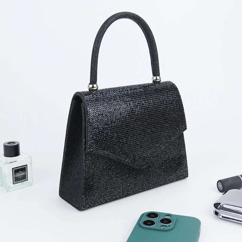 Elegant Vintage Evening With Rhinestone Decoration,Magnetic Clasp,Fashionable Single Shoulder Bag For Banquet,Party,Wedding