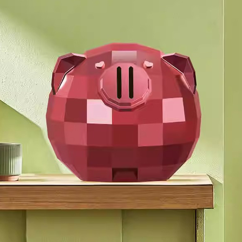 Red geometric pig decoration piggy bank